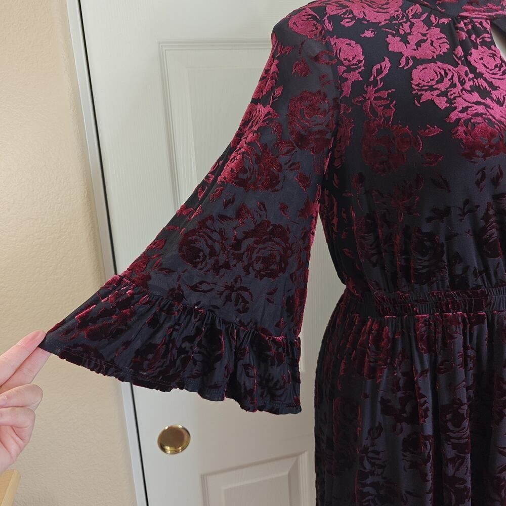 ModCloth mock neck velvet floral mini dress sz XL - Picture 4 of 13